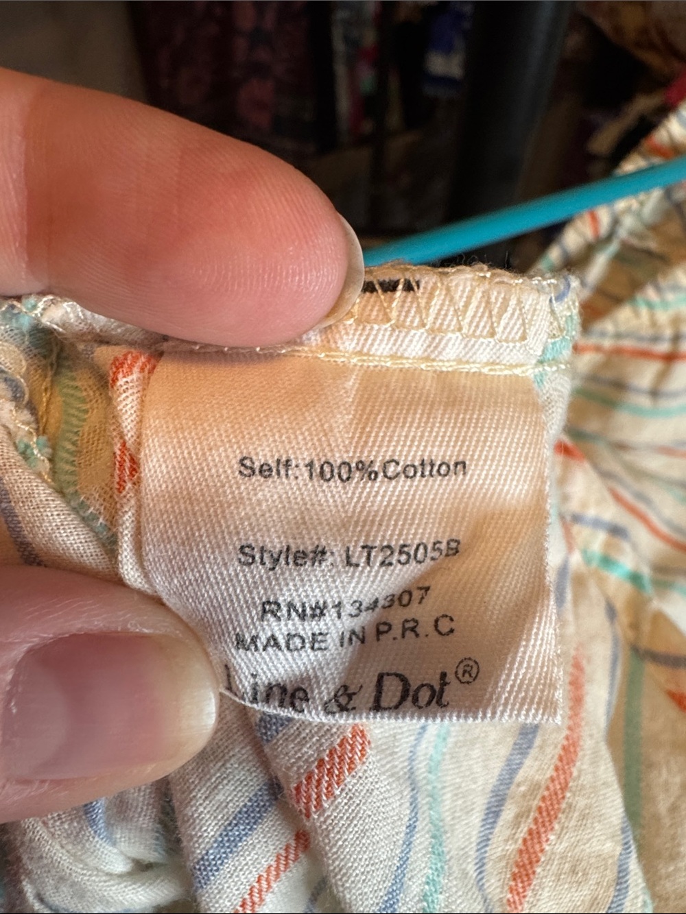 Line & Dot White Cropped Button-Front Top with Multi Stripes - Picture 8 of 8